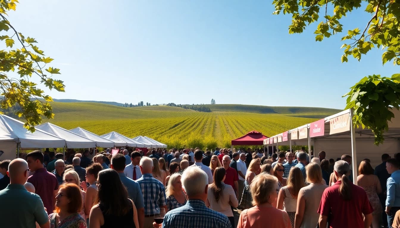 Celebrate the clarksburg wine festival with vibrant crowds and scenic vineyards.