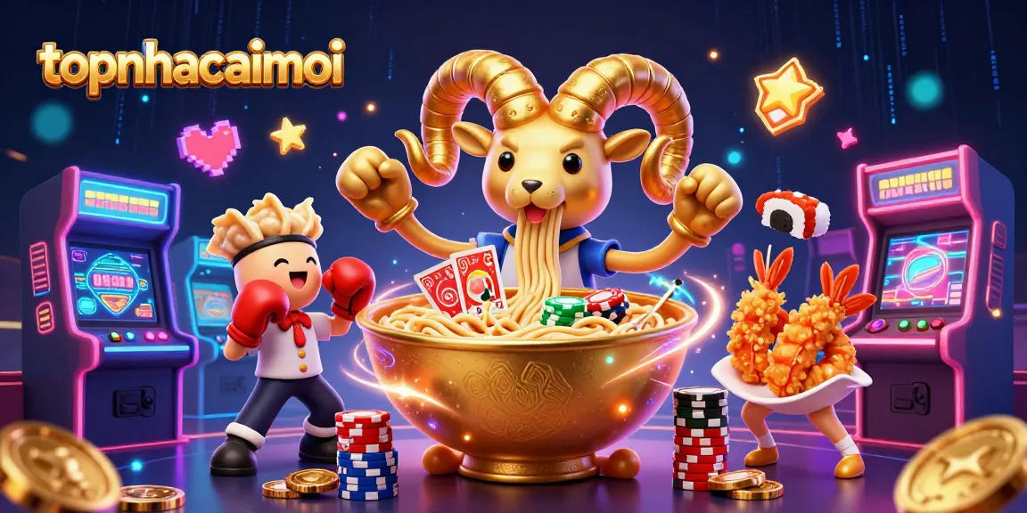 topnhacaimoi showcases vibrant 3D casino characters dealing cards and stacking chips with arcade elements