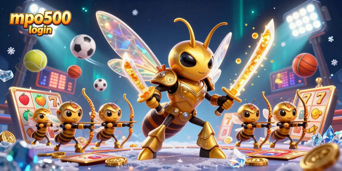 Experience dynamic gaming action with mpo500 login showcasing vibrant characters and sports elements in a festive casino scene.