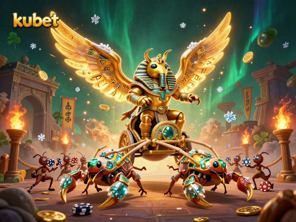 Experience thrilling gaming action with Kubet's vibrant 3D casino illustration.