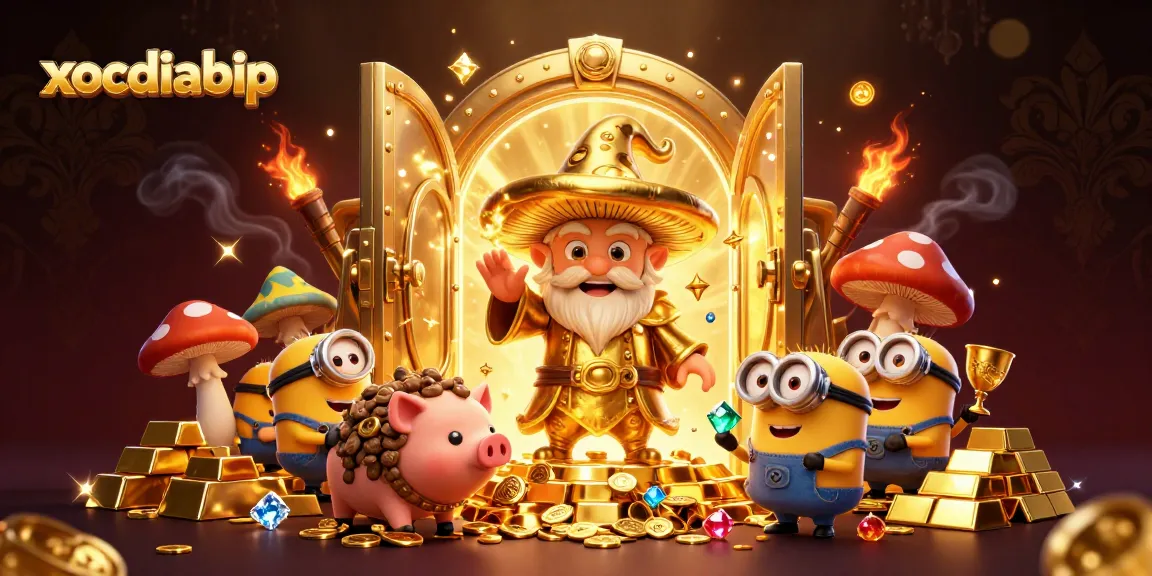 Engage in golden adventures with xocdiabip's magical treasures and characters in an enchanting casino scene.