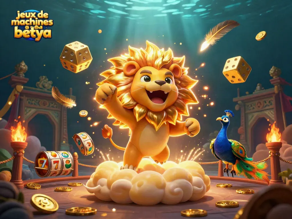 Play exciting jeux de machines à sous betya with vibrant reels and fun characters in a dynamic casino scene.