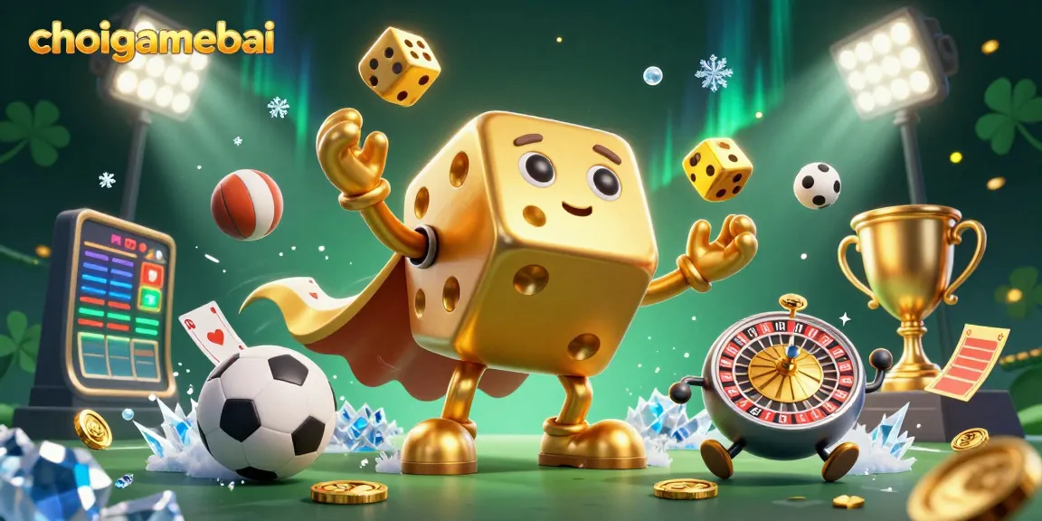 Experience thrilling gameplay with choigamebai amidst lively casino elements and 3D characters.