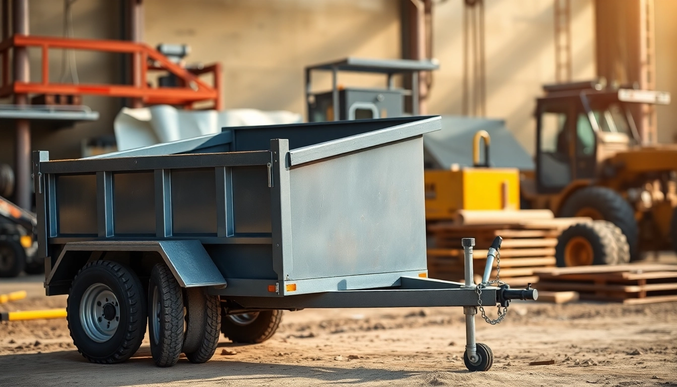 Dump trailer on a construction site, highlighting its robust design and versatility for heavy-duty tasks.