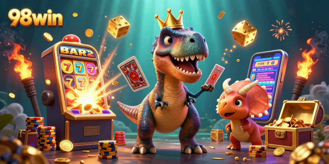 Engage in thrilling gaming at 98win with colorful characters, slots, and jackpot fun!