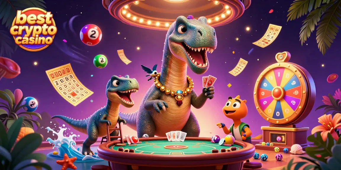 Jouez au meilleur crypto casino avec des personnages improbables dans une scène dynamique remplie d'énergie.