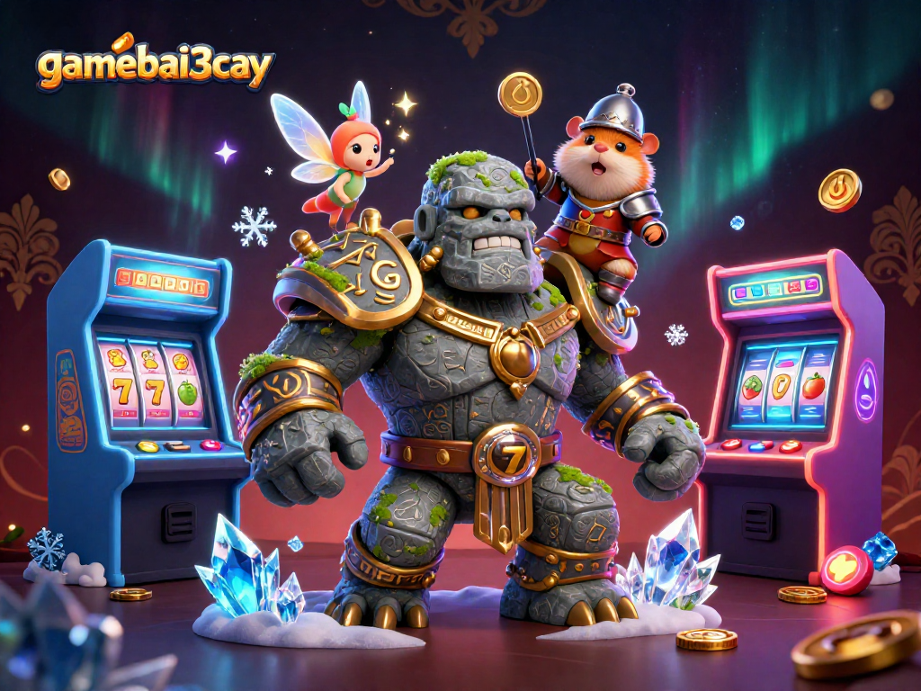 Experience the excitement of gamebai3cay with enchanting characters in a dynamic casino-themed scene.