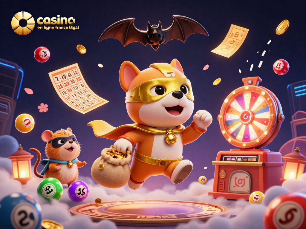 Un héros canin en vol avec des pièces d'or, symbolisant le casino en ligne France légal et le jeu responsable.