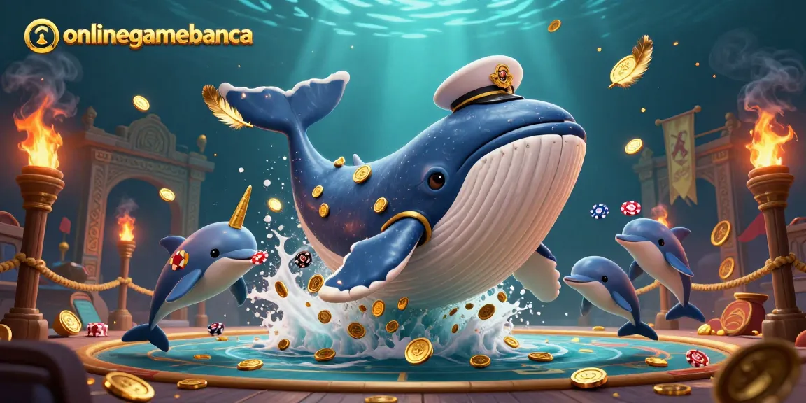Experience the excitement of onlinegamebanca with iconic whales and vibrant casino visuals.