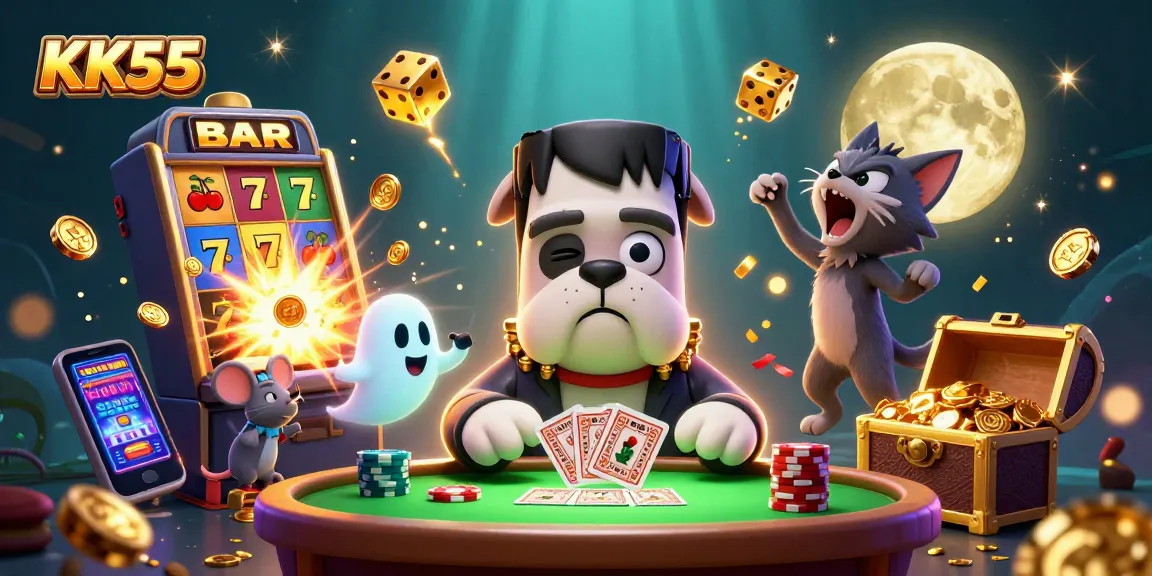 Engage in thrilling gaming at KK55 with a vibrant scene of competitive card dealing.