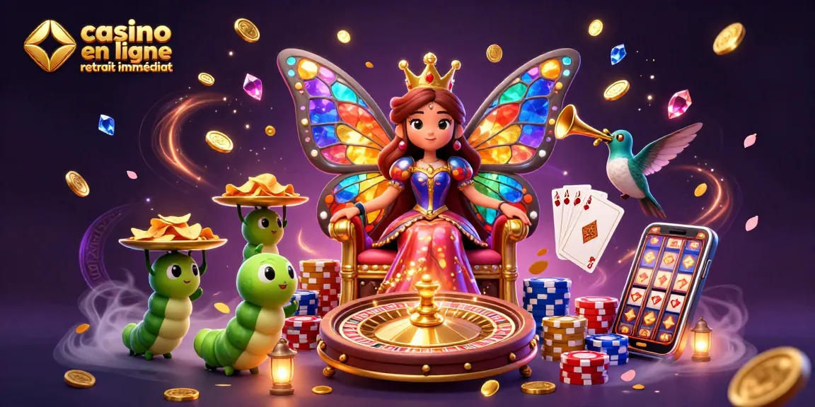 Casino en ligne retrait immédiat : illustration dynamique d'un casino enchanté.
