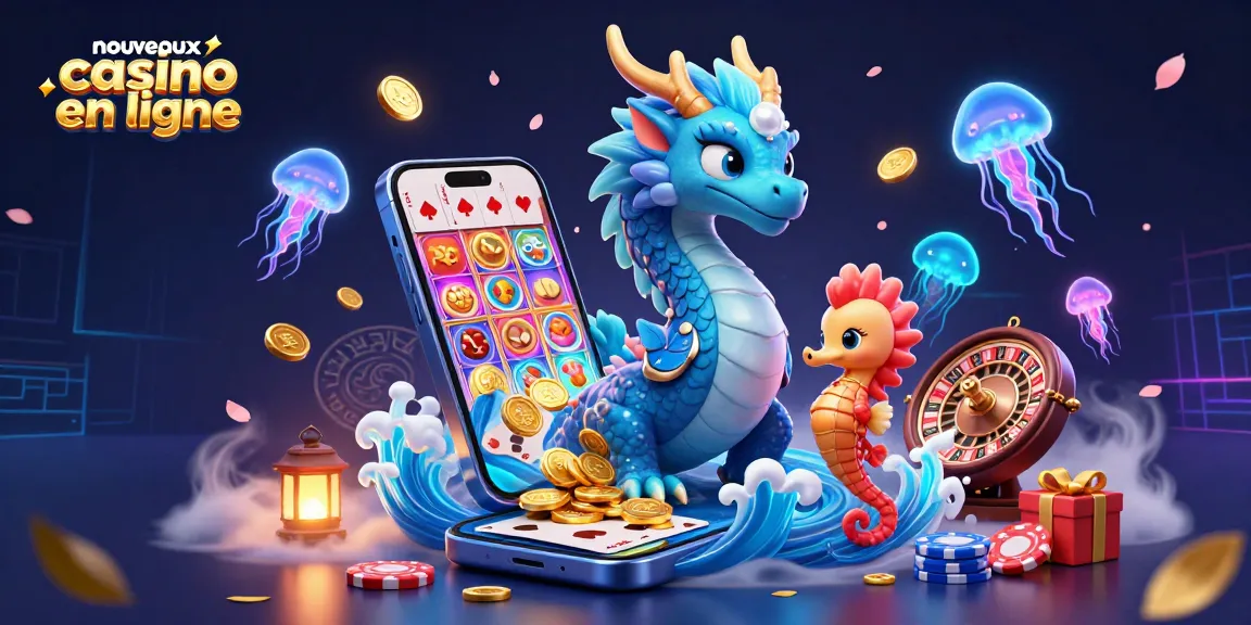 Jouez aux nouveaux casinos en ligne avec un dragon azur et un chevalier hippocampe dans un monde fascinant.