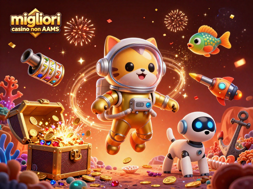 Migliori casino non AAMS: Immersione nel divertimento con il gatto astronauta e gli elementi del gioco d'azzardo.