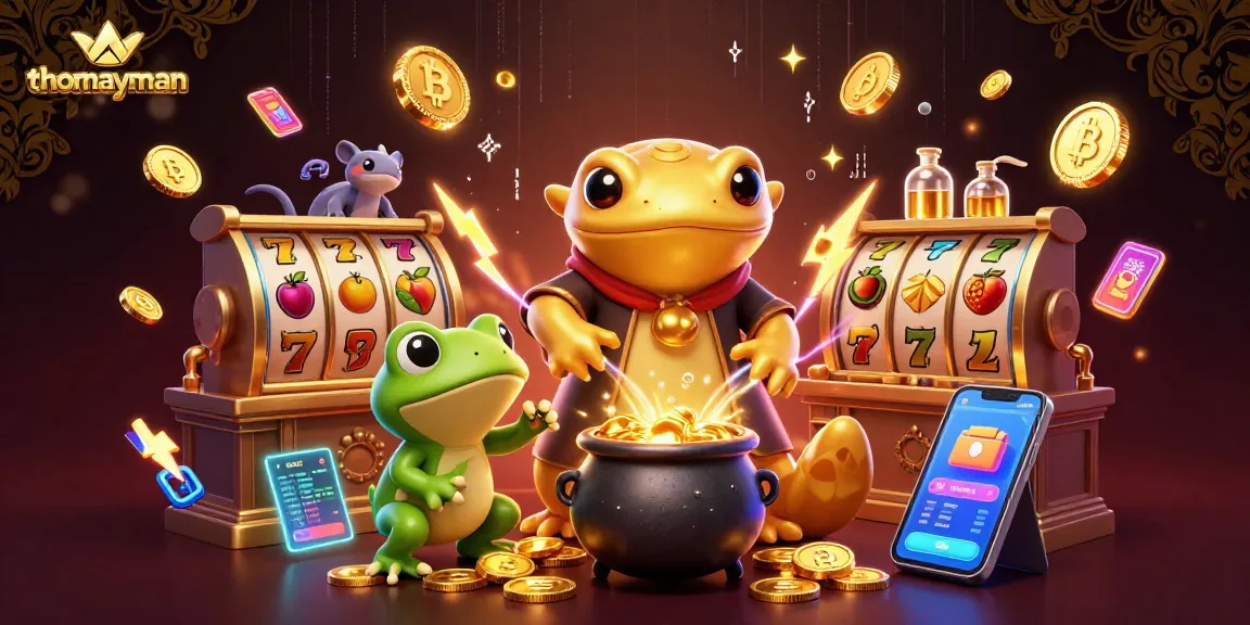 Engage with thomayman while uncovering jackpots in a vibrant 3D casino scene filled with golden treasures.