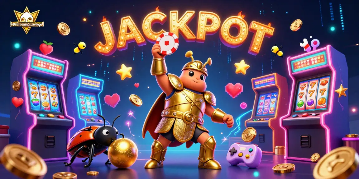 Experience the excitement of kritikdansarancongtogel winning with a 3D beetle and vibrant casino elements.