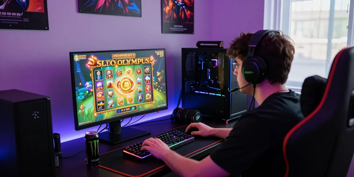 Engaging Slot Olympus gaming scene showcasing a player immersed in vibrant online gameplay.