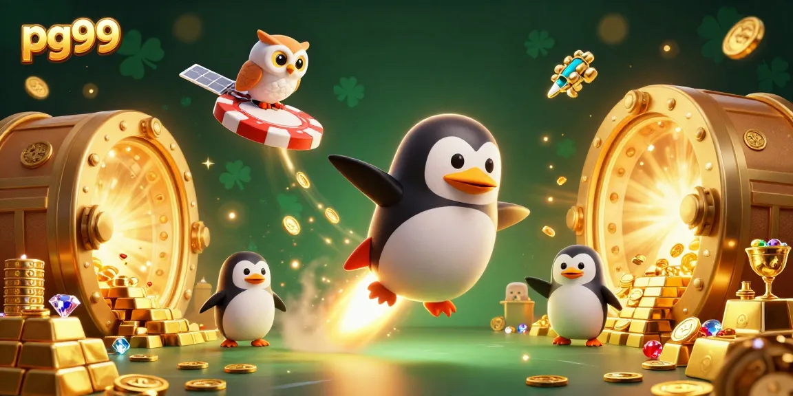 Spin and win at pg99 as a golden penguin launches into a dazzling casino adventure!