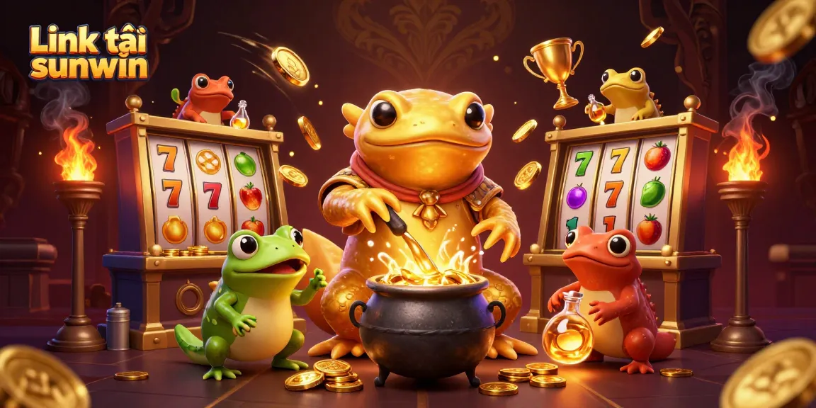 Experience the excitement of Link tải sunwin with a vibrant 3D casino illustration showcasing gold elements and action-packed gameplay.