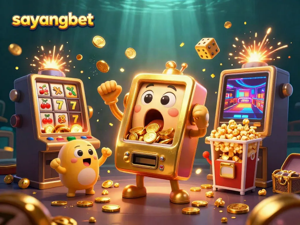 Experience the excitement of the sayangbet slots with cheering machines and a jackpot explosion of coins.