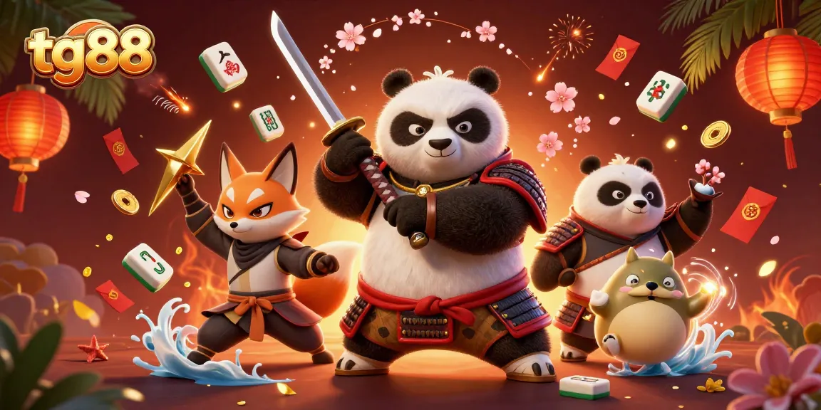 Experience thrilling gameplay with tg88's rich 3D casino illustrations, featuring dynamic samurai and fox characters.