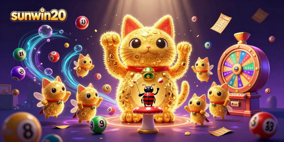 Engage with sunwin20's vibrant casino experience featuring a dynamic lucky cat and conductor beetle.