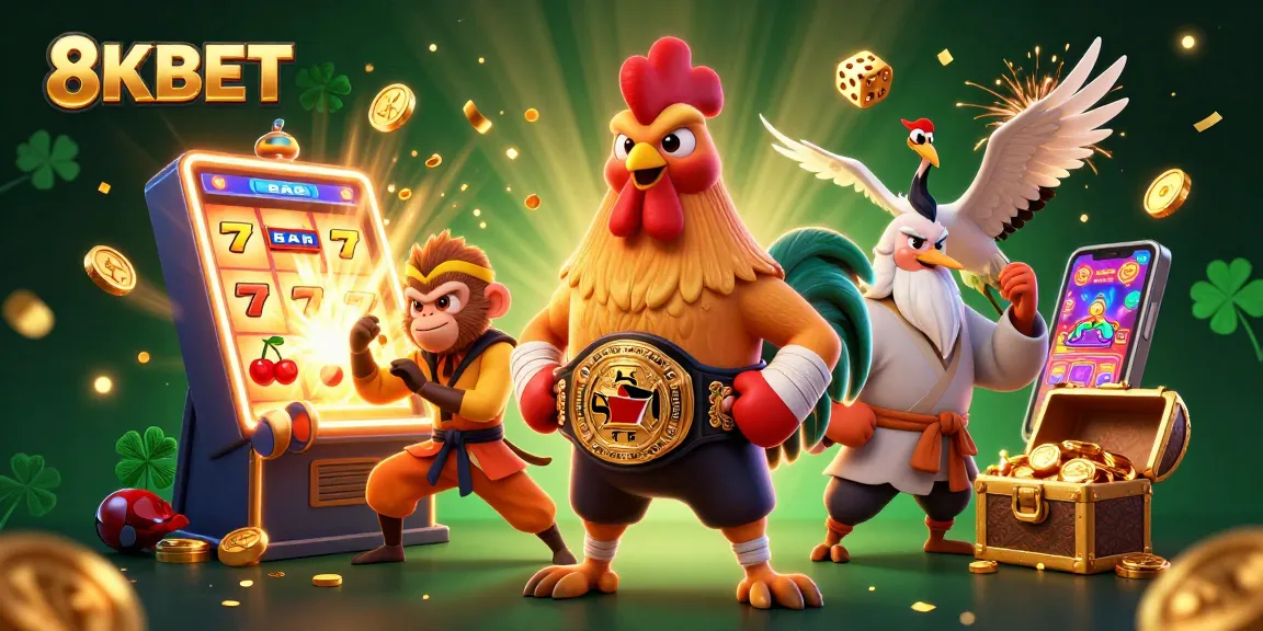 Experience the thrills of 8KBET with dynamic casino gameplay, featuring a lively scene filled with characters and exciting game elements.