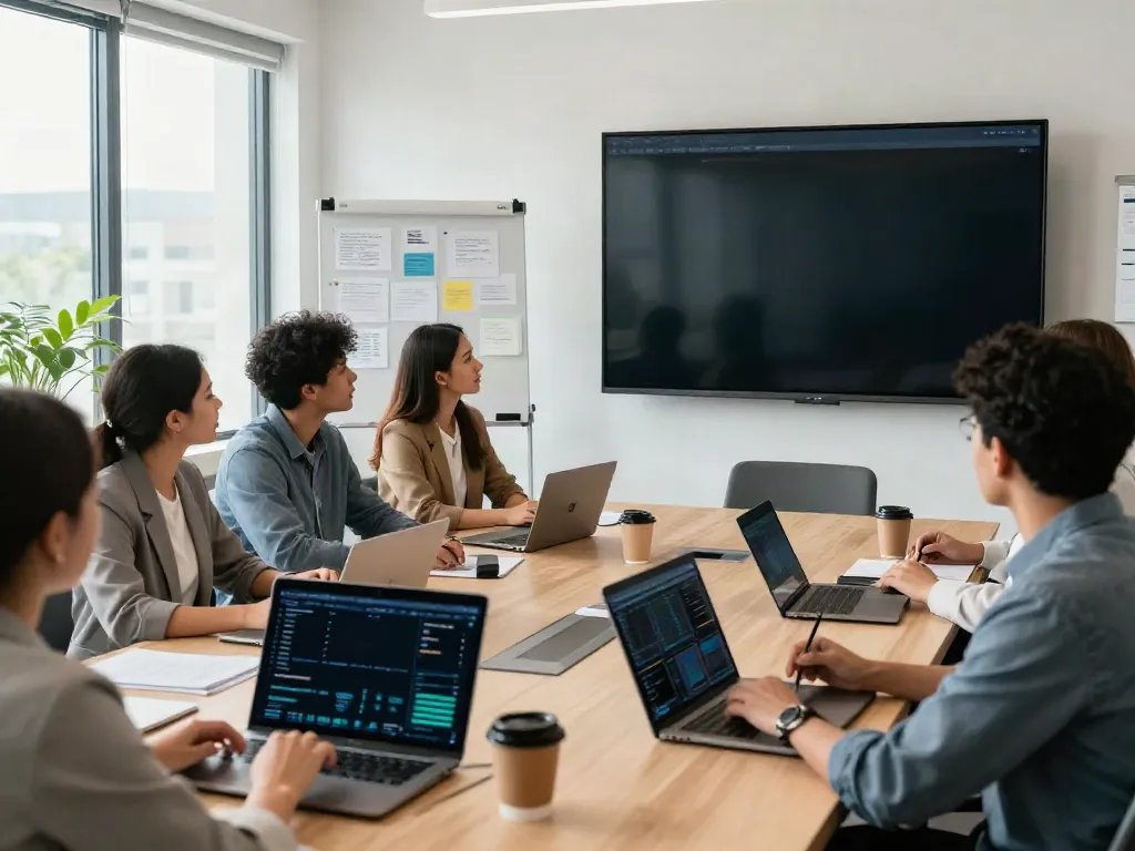 Team collaborating in a modern office, find out more about innovative strategies.