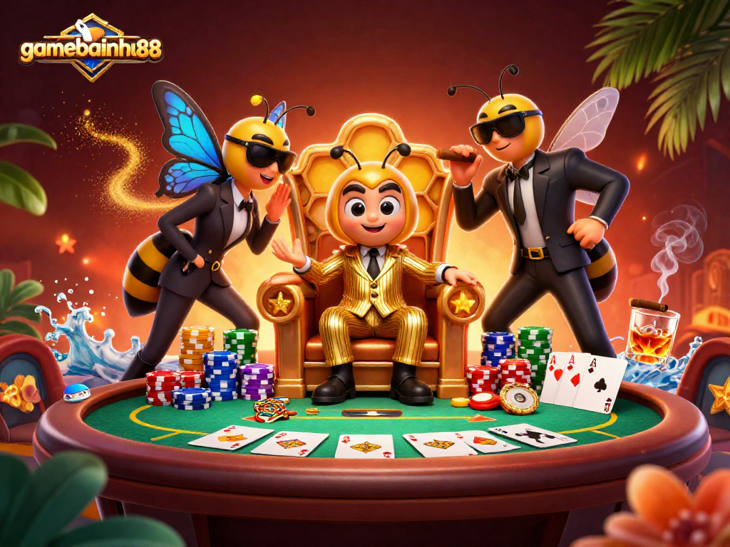 Play poker magnificently with gamebainohu88 as you strategize in this golden-themed casino scene.