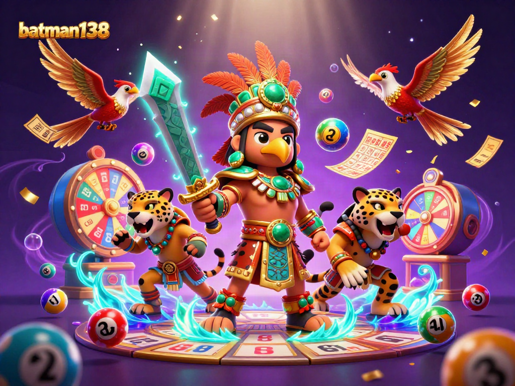 Engage in exciting gameplay with batman138 featuring vibrant lottery balls, jackpot elements, and energetic characters.