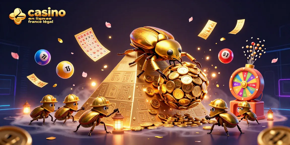 Jouer au casino en ligne légal en France avec des symboles de chance et des gains dorés.