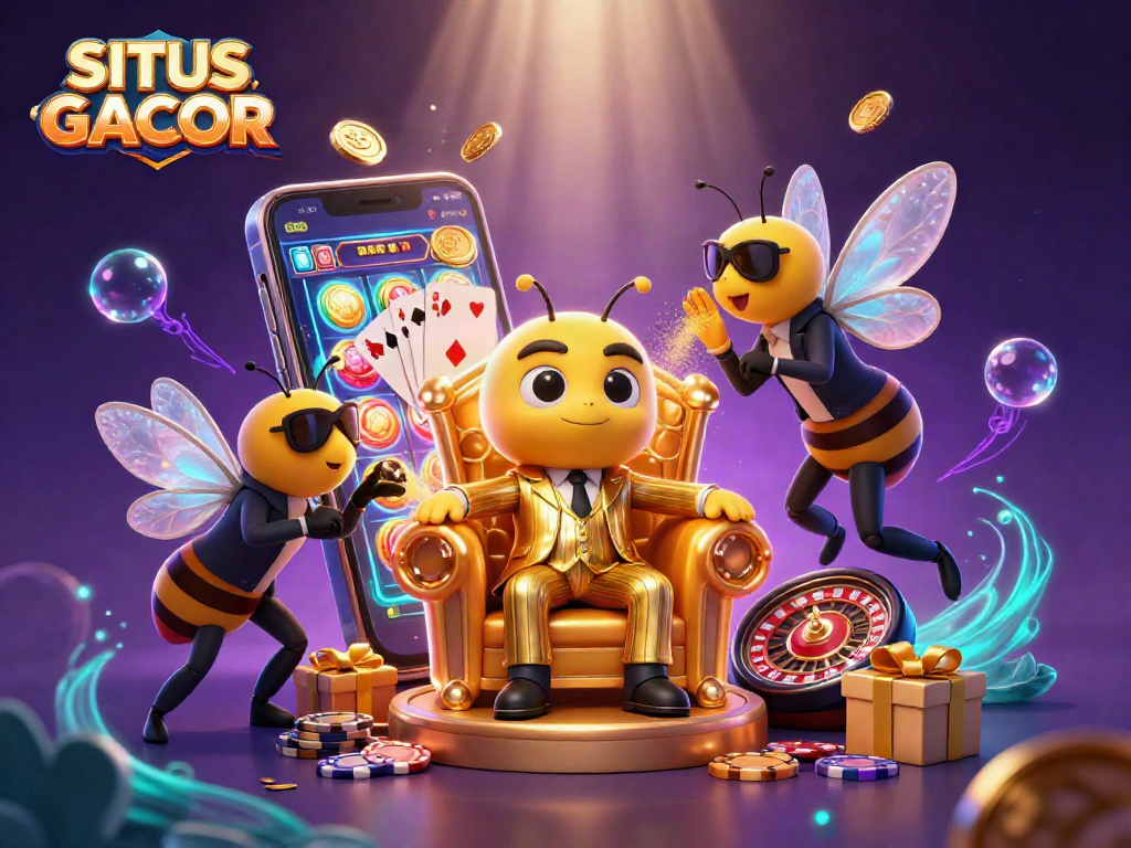 SITUS GACOR scene with a bumblebee mob boss and game elements enriching the casino experience