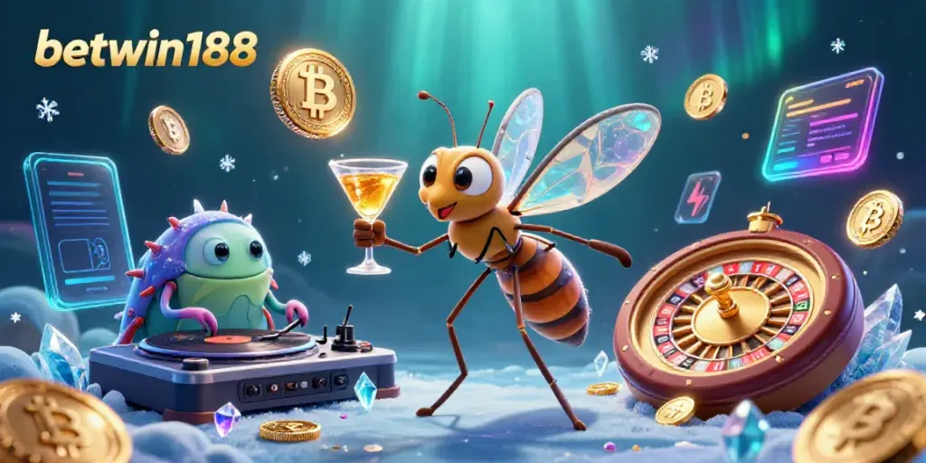 Permainan BETWIN188 dengan karakter lucu dan elemen kasino digital secara menarik.