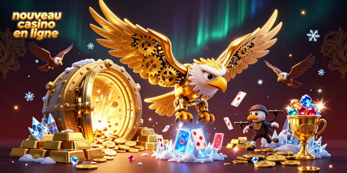Plongez dans l'univers captivant du nouveau casino en ligne avec une illustration 3D dynamique.