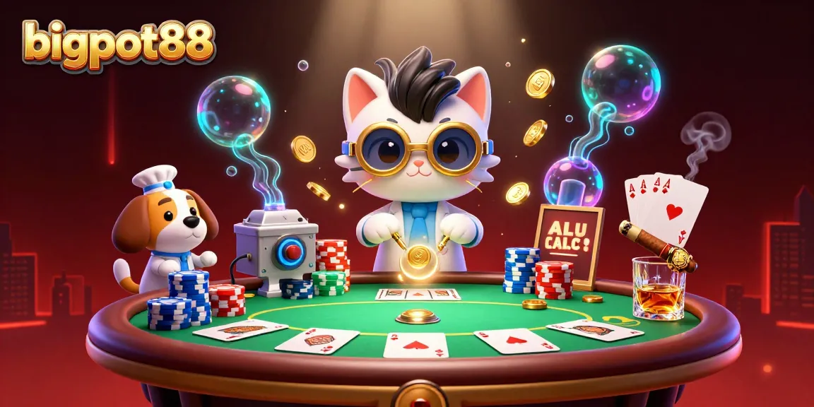 Engage with exciting games at bigpot88 featuring a lively casino scene with poker elements.