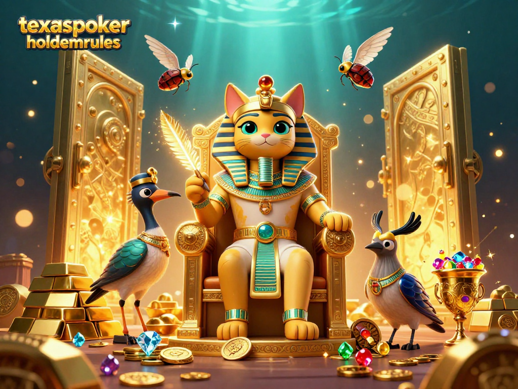 Engage with texaspokerholdemrules in a vibrant 3D gaming scene showcasing poker strategy and treasure.
