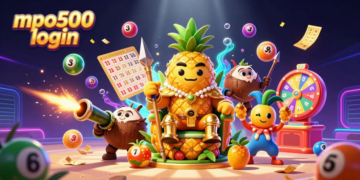Engage with mpo500 login to access a vibrant beach casino scene featuring characters and lottery elements.
