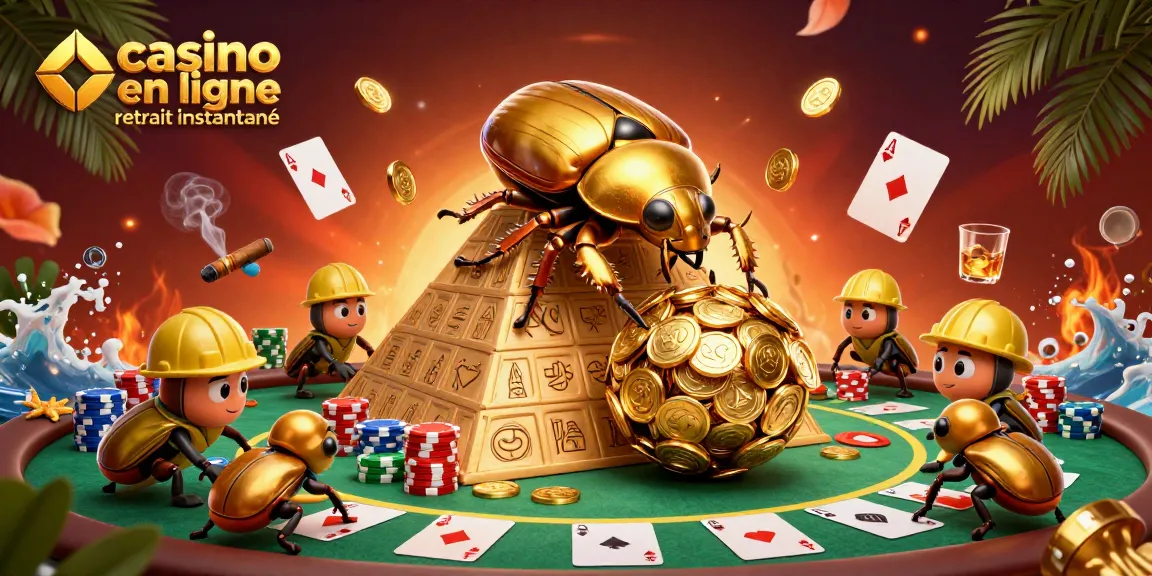 Découvrez un casino en ligne retrait instantané avec des insectes dorés et des jeux de poker.