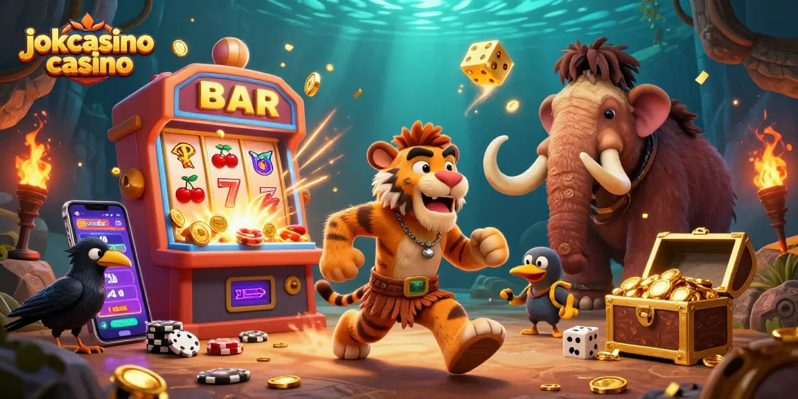 Experience exciting gameplay at jokacasino casino with this vibrant 3D prehistoric casino scene.