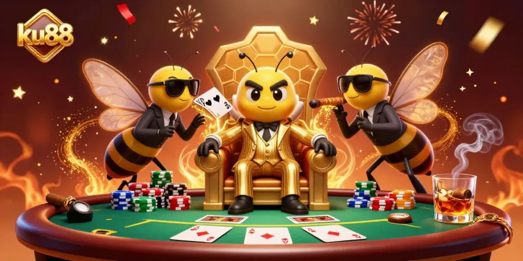 Engage in thrilling poker matches at ku88 with vivid characters and festive casino atmosphere.