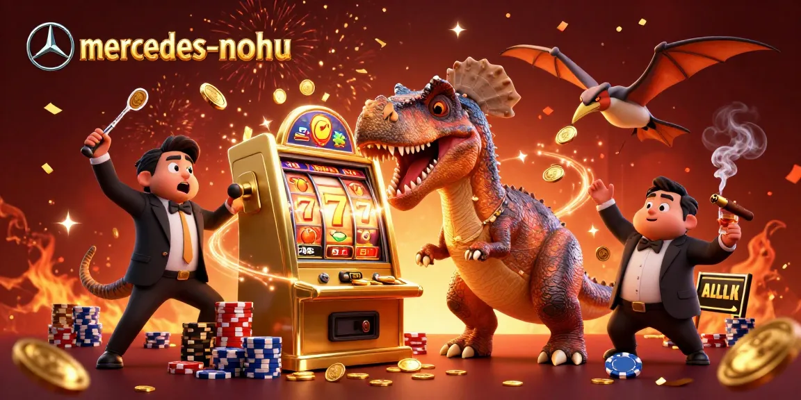 Experience thrilling wins at mercedes-nohu with a festive pachycephalosaurus and golden slot machines.