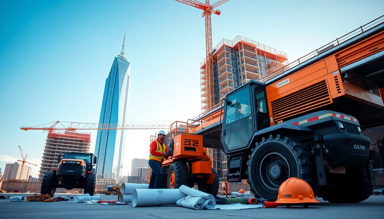 Manhattan General Contractor overseeing a construction site with advanced machinery and building activity.