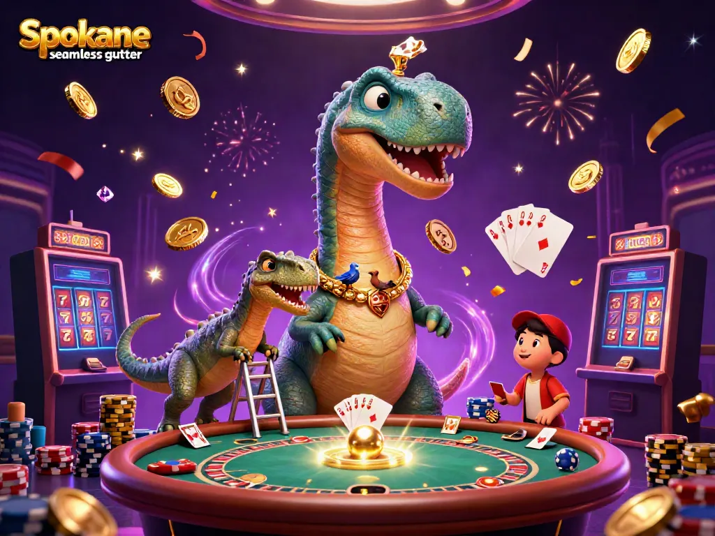 Experience the Spokane seamless gutter casino scene with vibrant characters and dynamic actions.