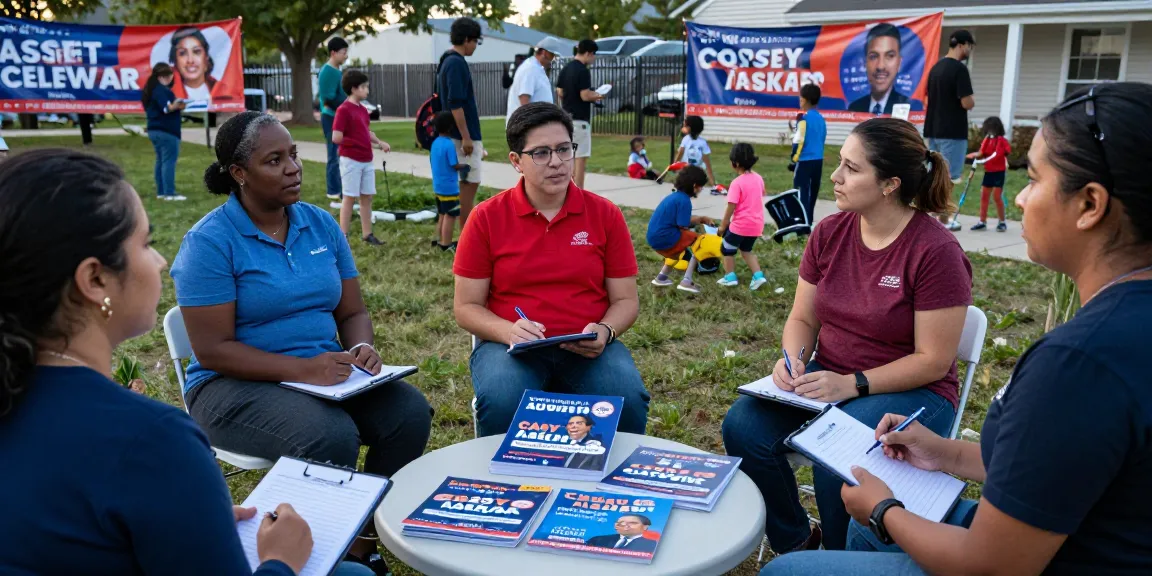 Engaged citizens discussing Casey Askar's controversies at a community gathering.
