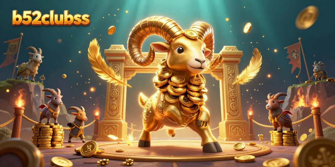 Engage in thrilling gameplay at b52clubss, showcasing a golden ram charging through a dynamic casino arena.