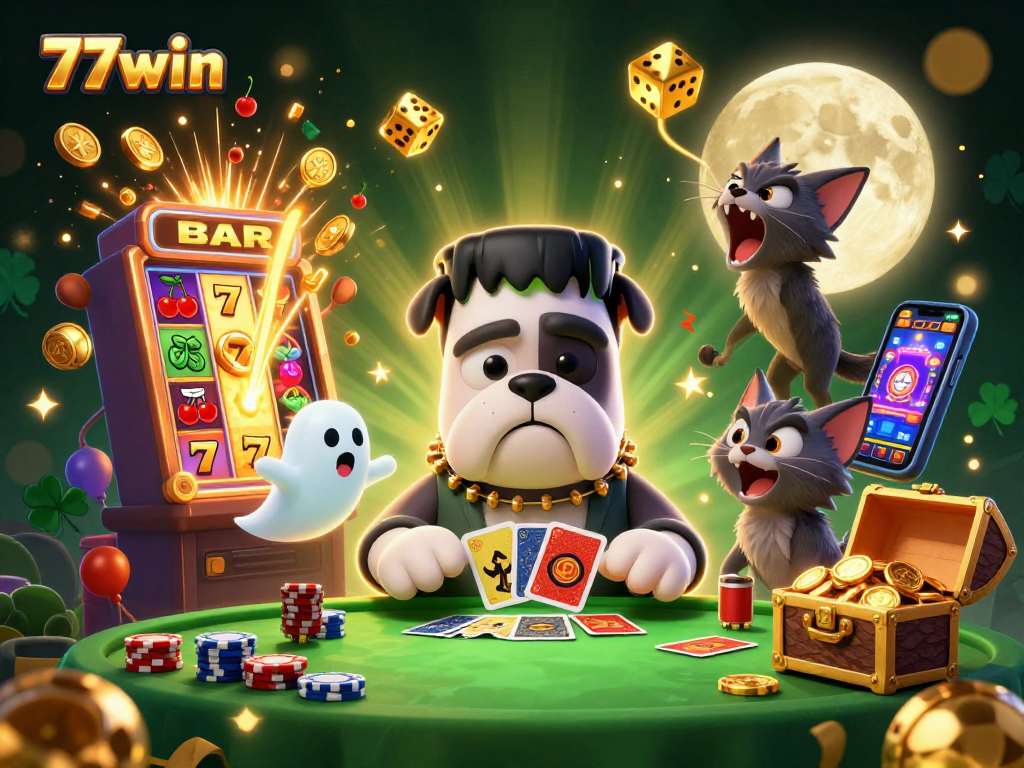 Join the excitement at 77win, where a 3D monster dealer brings luck with jackpots and casino games!