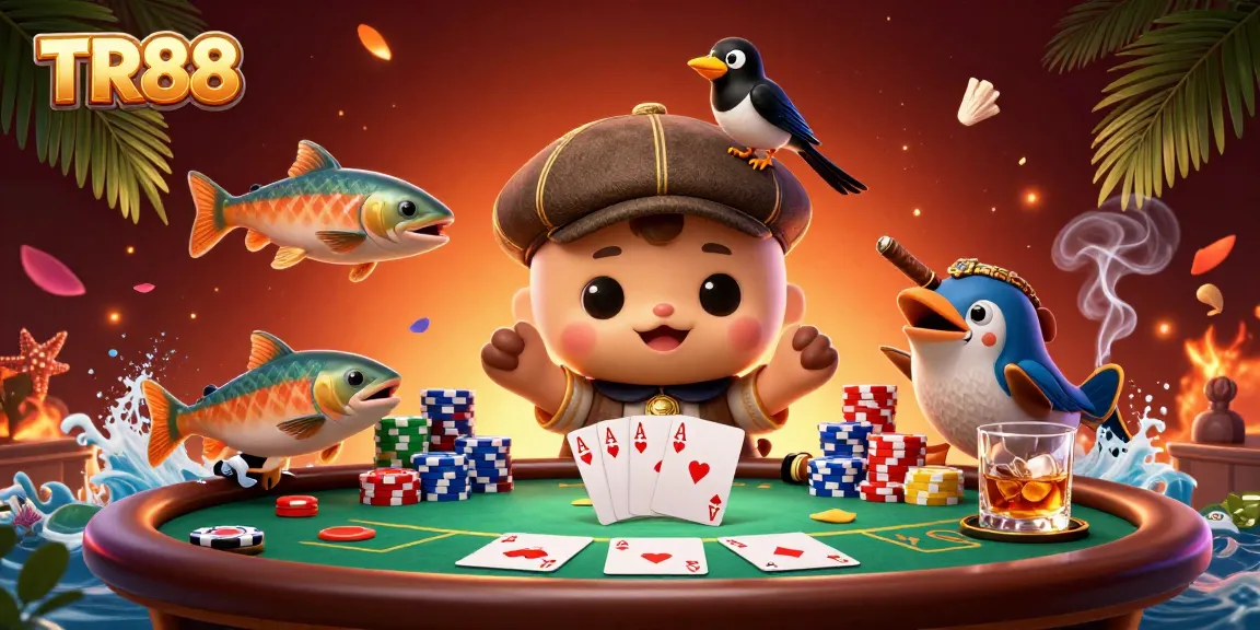 Experience thrilling wins at TR88 with cute Nessie, playful salmon, and poker excitement!