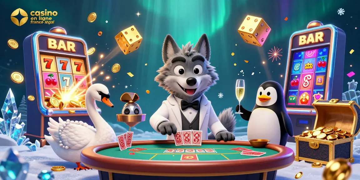 Association des personnages enjoués dans un casino en ligne France légal, avec des jackpots flamboyants de pièces et des éléments visuels captivants.